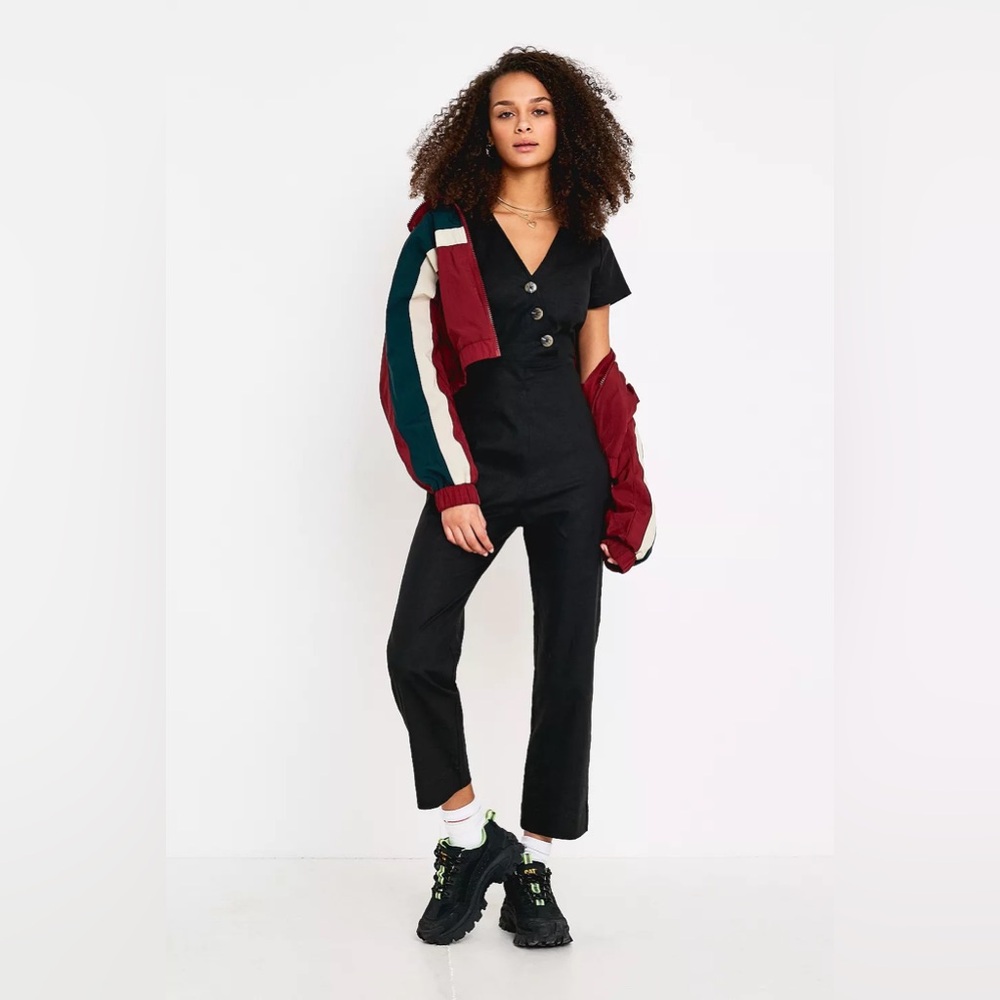 Urban Outfitters Karen Black Surplice Button-Through Jumpsuit - Picture 3 of 11